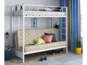 Двухъярусная кровать с диваном Мадлен белая-пифагор в Пласте - plast.mebel74.com | фото