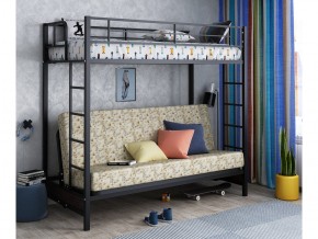 Двухъярусная кровать с диваном Мадлен Черная-пифагор в Пласте - plast.mebel74.com | фото