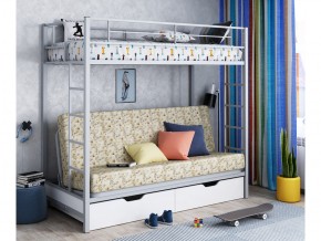 Двухъярусная кровать с диваном Мадлен ЯЯ Серый-пифагор в Пласте - plast.mebel74.com | фото