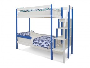 Двухъярусная кровать Svogen с бортиком синий-белый в Пласте - plast.mebel74.com | фото