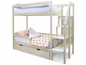 Двухъярусная кровать Svogen с ящиками и бортиком бежевый в Пласте - plast.mebel74.com | фото