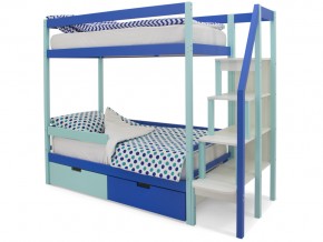 Двухъярусная кровать Svogen с ящиками и бортиком мятно-синий в Пласте - plast.mebel74.com | фото