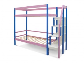 Двухъярусная кровать Svogen с ящиками и бортиком синий-лаванда в Пласте - plast.mebel74.com | фото 2