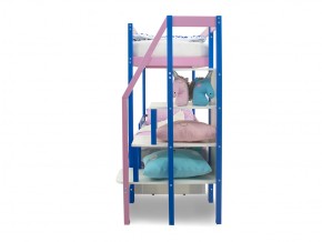 Двухъярусная кровать Svogen с ящиками и бортиком синий-лаванда в Пласте - plast.mebel74.com | фото 3