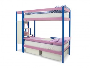Двухъярусная кровать Svogen с ящиками и бортиком синий-лаванда в Пласте - plast.mebel74.com | фото 4