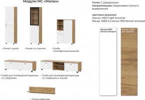 Гостиная Милан Дуб Золотой/Белый матовый в Пласте - plast.mebel74.com | фото 2