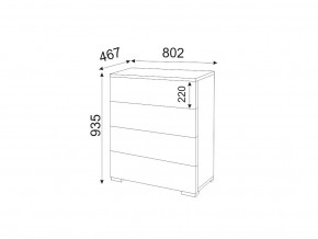 Комод 4 ящика Осло М05 ручка брусок Белый-Цемент светлый в Пласте - plast.mebel74.com | фото 2