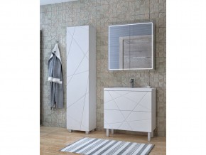 Комплект мебели в ванную Geometry 800 белый с пеналом в Пласте - plast.mebel74.com | фото 1