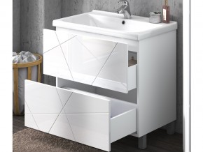 Комплект мебели в ванную Geometry 800 белый с пеналом в Пласте - plast.mebel74.com | фото 3