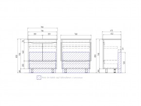 Комплект мебели в ванную Grani 750 дуб сонома напольный в Пласте - plast.mebel74.com | фото 3