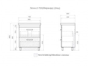 Комплект мебели в ванную Nova 700 2 ящика в Пласте - plast.mebel74.com | фото 5