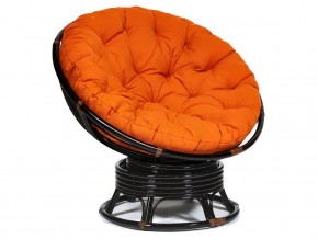 Кресло-качалка Papasan w 23/01 B с подушкой Antique brown, ткань Оранжевый в Пласте - plast.mebel74.com | фото