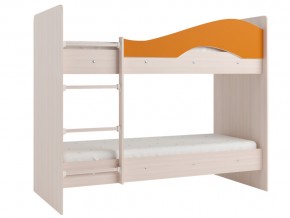 Кровать 2-х ярусная Мая на латофлексах млечный дуб, оранжевая в Пласте - plast.mebel74.com | фото