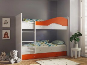 Кровать 2-х ярусная Мая с ящиками на латофлексах белый-оранж в Пласте - plast.mebel74.com | фото
