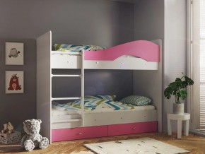 Кровать 2-х ярусная Мая с ящиками на латофлексах белый-розовый в Пласте - plast.mebel74.com | фото