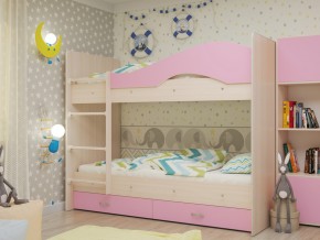 Кровать 2-х ярусная Мая с ящиками на латофлексах розовая в Пласте - plast.mebel74.com | фото