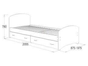 Кровать-6 одинарная с 2-мя ящиками 800*2000 ясень анкор в Пласте - plast.mebel74.com | фото 2