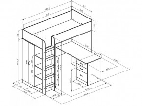 Кровать чердак Теремок 3 Сонома-Розовый в Пласте - plast.mebel74.com | фото 2