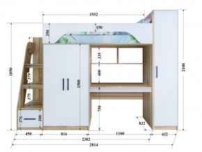 Кровать чердак Тея с пеналом винтерберг-зира в Пласте - plast.mebel74.com | фото 2