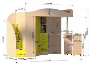 Кровать чердак Юниор 4 Бодега-голубой в Пласте - plast.mebel74.com | фото 3