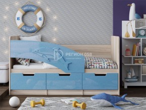 Кровать Дельфин-6 МДФ 1600 Голубой металлик в Пласте - plast.mebel74.com | фото 1