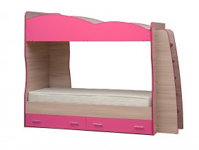 Кровать детская двухъярусная Юниор 1.1 розовая в Пласте - plast.mebel74.com | фото