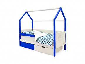 Кровать-домик мягкий Svogen с ящиками и бортиком сине-белый в Пласте - plast.mebel74.com | фото