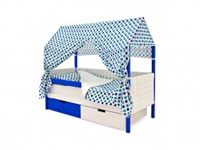 Кровать-домик мягкий Svogen с ящиками и бортиком сине-белый в Пласте - plast.mebel74.com | фото 3