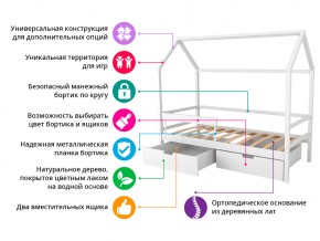 Кровать-домик Svogen с фото с ящиками и бортиком белый/львята в Пласте - plast.mebel74.com | фото 2