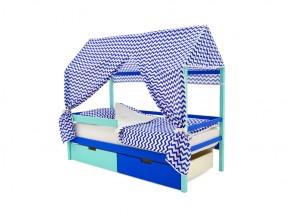 Кровать-домик Svogen с ящиками и бортиком мятно-синий в Пласте - plast.mebel74.com | фото 4