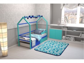 Кровать-домик Svogen с ящиками и бортиком мятно-синий в Пласте - plast.mebel74.com | фото 7