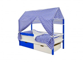 Кровать-домик Svogen с ящиками и бортиком сине-белый в Пласте - plast.mebel74.com | фото 4