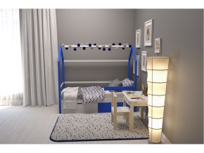 Кровать-домик Svogen с ящиками и бортиком сине-белый в Пласте - plast.mebel74.com | фото 6