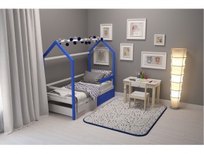 Кровать-домик Svogen с ящиками и бортиком сине-белый в Пласте - plast.mebel74.com | фото 7