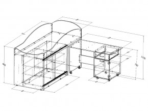 Кровать Дюймовочка 3 с лестницей Дельта 23.4 орех в Пласте - plast.mebel74.com | фото 2