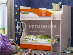 Кровать двухъярусная Бемби МДФ Апельсин металлик в Пласте - plast.mebel74.com | фото