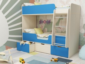 Кровать двухъярусная Малыш двойняшка дуб молочный-голубой в Пласте - plast.mebel74.com | фото 1