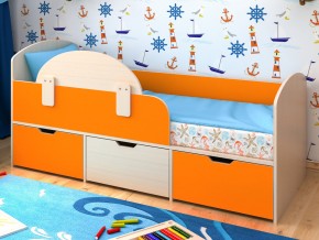 Кровать Малыш Мини Дуб молочный-Оранжевый без бортика в Пласте - plast.mebel74.com | фото