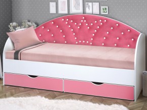 Кровать с продольной мягкой спинкой Корона №1 800х1900 мм розовая в Пласте - plast.mebel74.com | фото 1