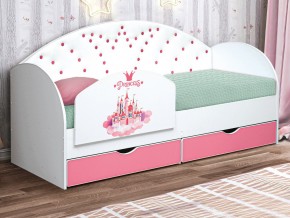 Кровать с продольной мягкой спинкой Корона №4 800х1600 мм розовая в Пласте - plast.mebel74.com | фото 2