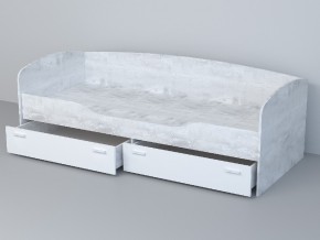 Кровать-софа Эго арт. 016 бетон светлый/белый глянец в Пласте - plast.mebel74.com | фото