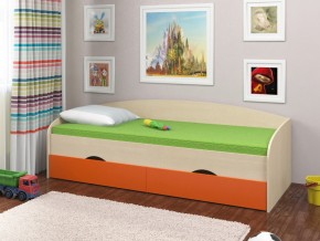 Кровать Соня 2 дуб молочный-оранжевый в Пласте - plast.mebel74.com | фото 1