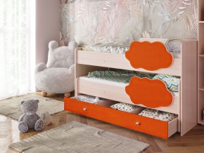 Кровать Соник с ящиком млечный дуб-оранж в Пласте - plast.mebel74.com | фото