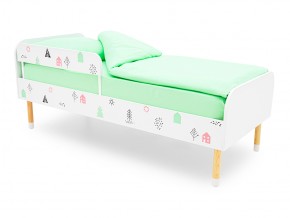 Кровать Stumpa Классика с бортиком рисунок Домики розовый, бирюзовый в Пласте - plast.mebel74.com | фото