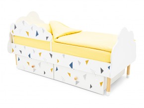 Кровать Stumpa Облако бортик и ящики рисунок Треугольники желтый, синий в Пласте - plast.mebel74.com | фото