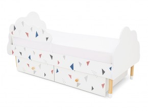Кровать Stumpa Облако бортик и ящики рисунок Треугольники розовый, синий в Пласте - plast.mebel74.com | фото 6