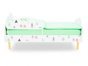 Кровать Stumpa Облако с бортиком рисунок Домики розовый, бирюзовый в Пласте - plast.mebel74.com | фото 3