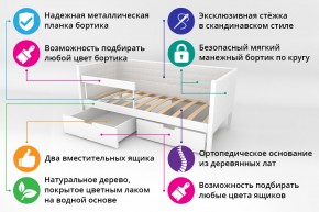 Кровать-тахта Svogen мягкая с ящиками и бортиком с фото белый/динозаврики в Пласте - plast.mebel74.com | фото 2