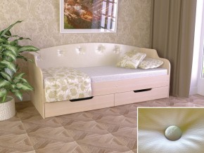 Кровать Юниор Тип 2 дуб молочный-белый перламутр 800х1600 в Пласте - plast.mebel74.com | фото