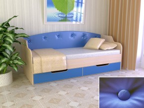 Кровать Юниор Тип 2 дуб молочный/синий 800х1600 в Пласте - plast.mebel74.com | фото 1